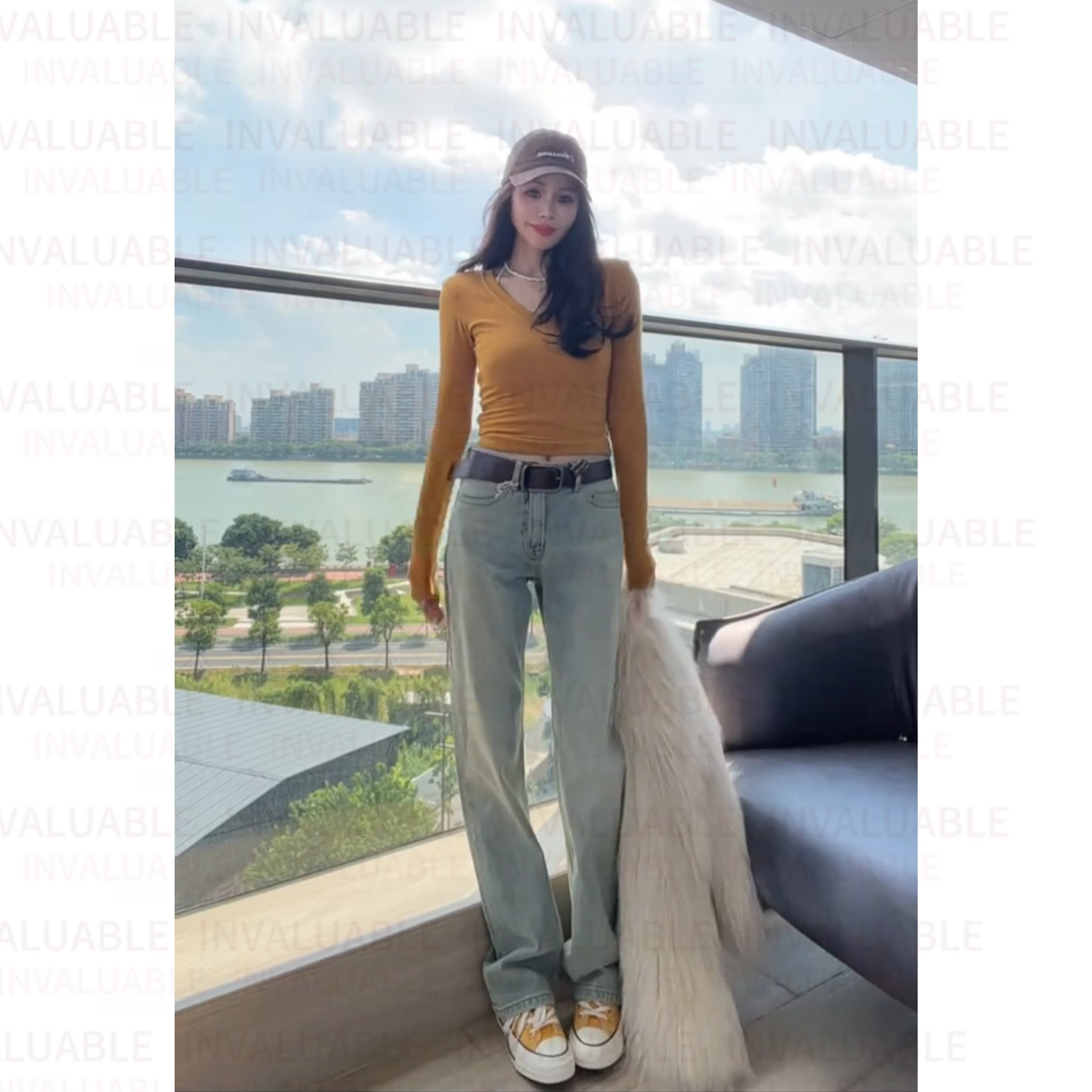 直筒休闲风无弹秋冬牛仔裤裤子加绒显瘦秋季少女风休闲