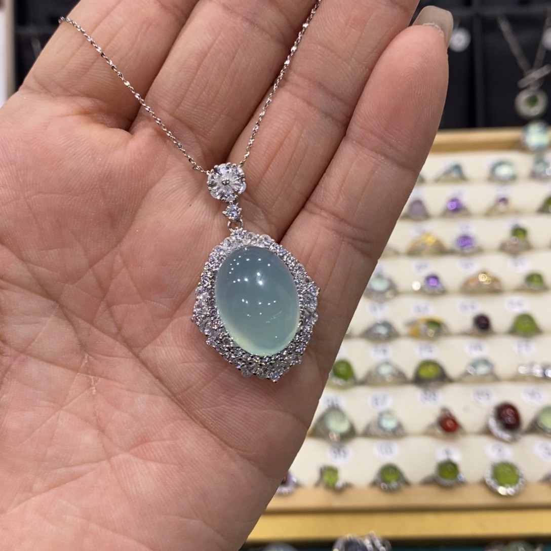 蛇纹石玉珠宝半成品银S925镶嵌?