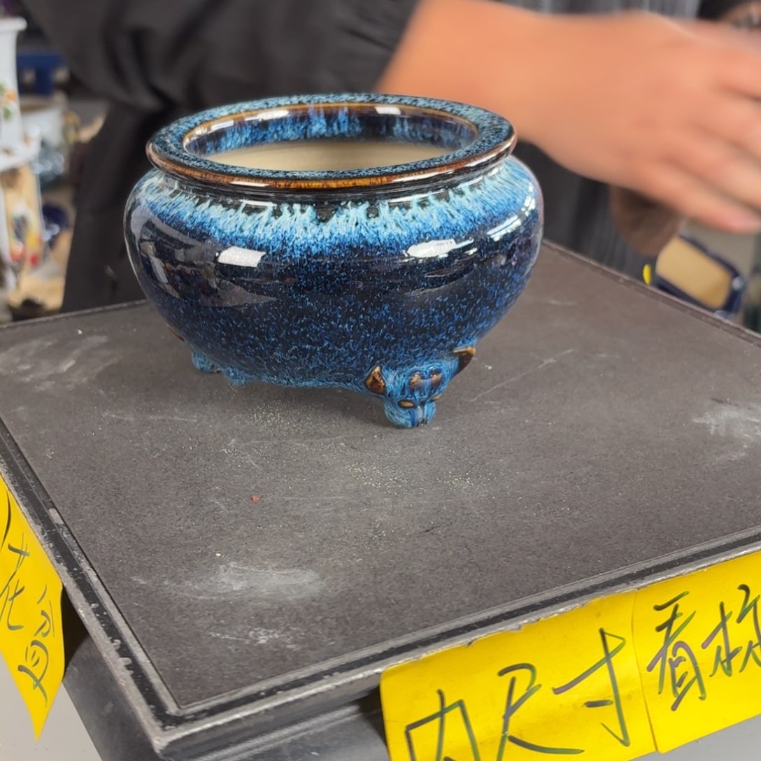 。一风堂石湾花盆 打磨痕迹 内10*7