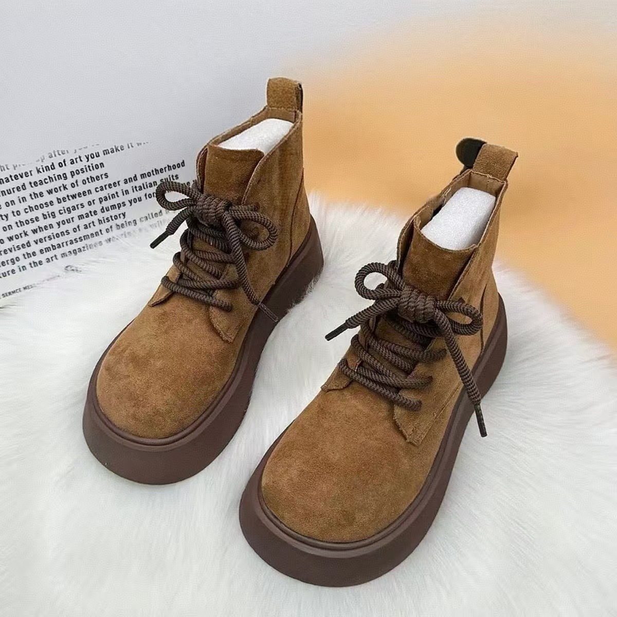 厚底增高勃肯鞋女秋季新款松糕乐福鞋软底轻便系带休闲运动鞋女鞋