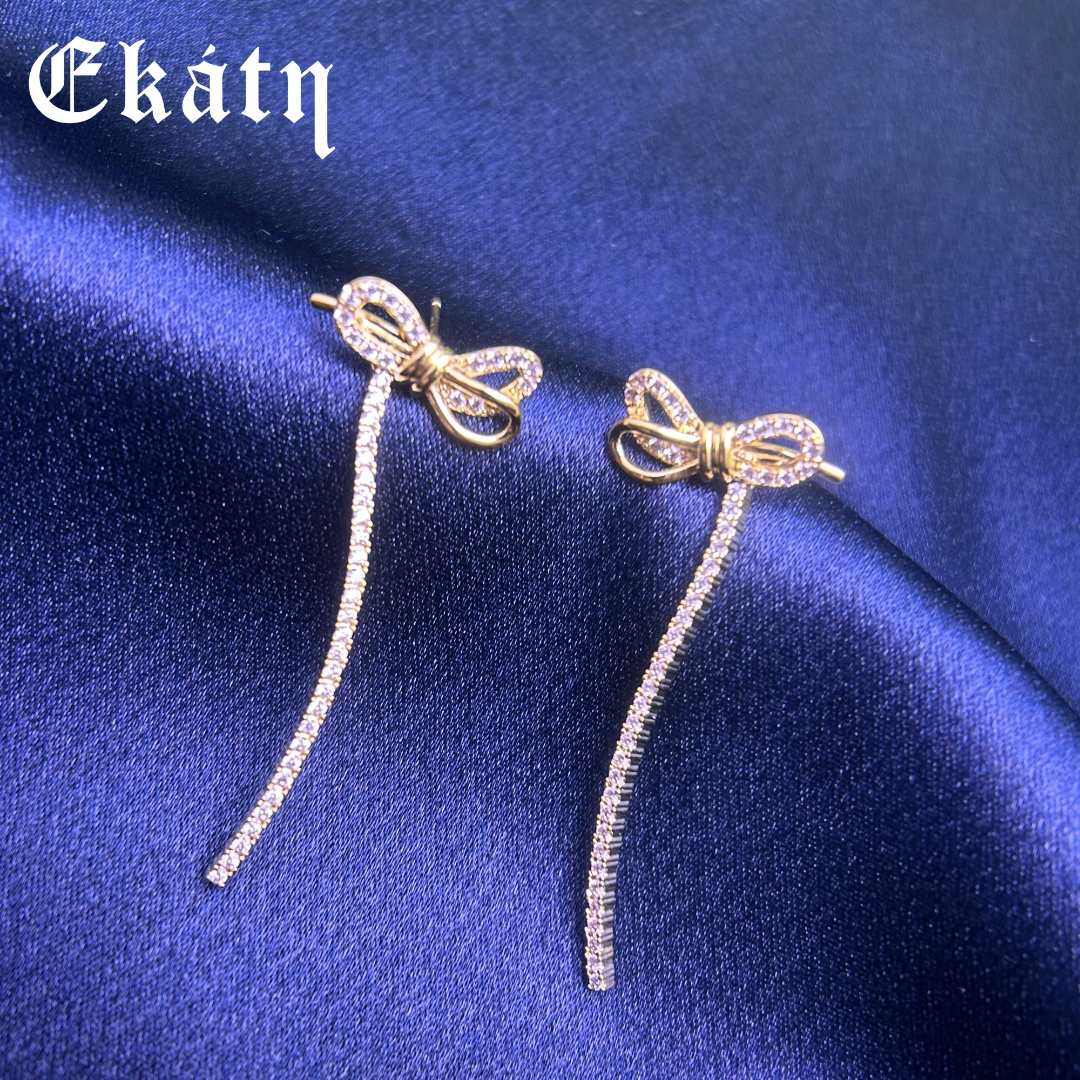 赫卡忒 合金耳饰 S925银耳环蝴蝶结长款玫瑰金黄金小众轻奢时尚