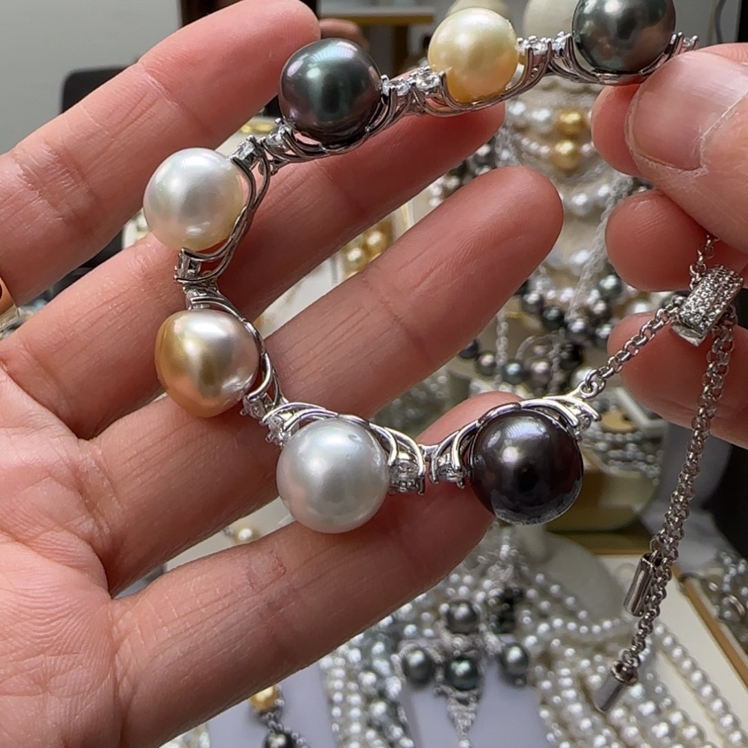 海水珍珠手绳银S925镶嵌