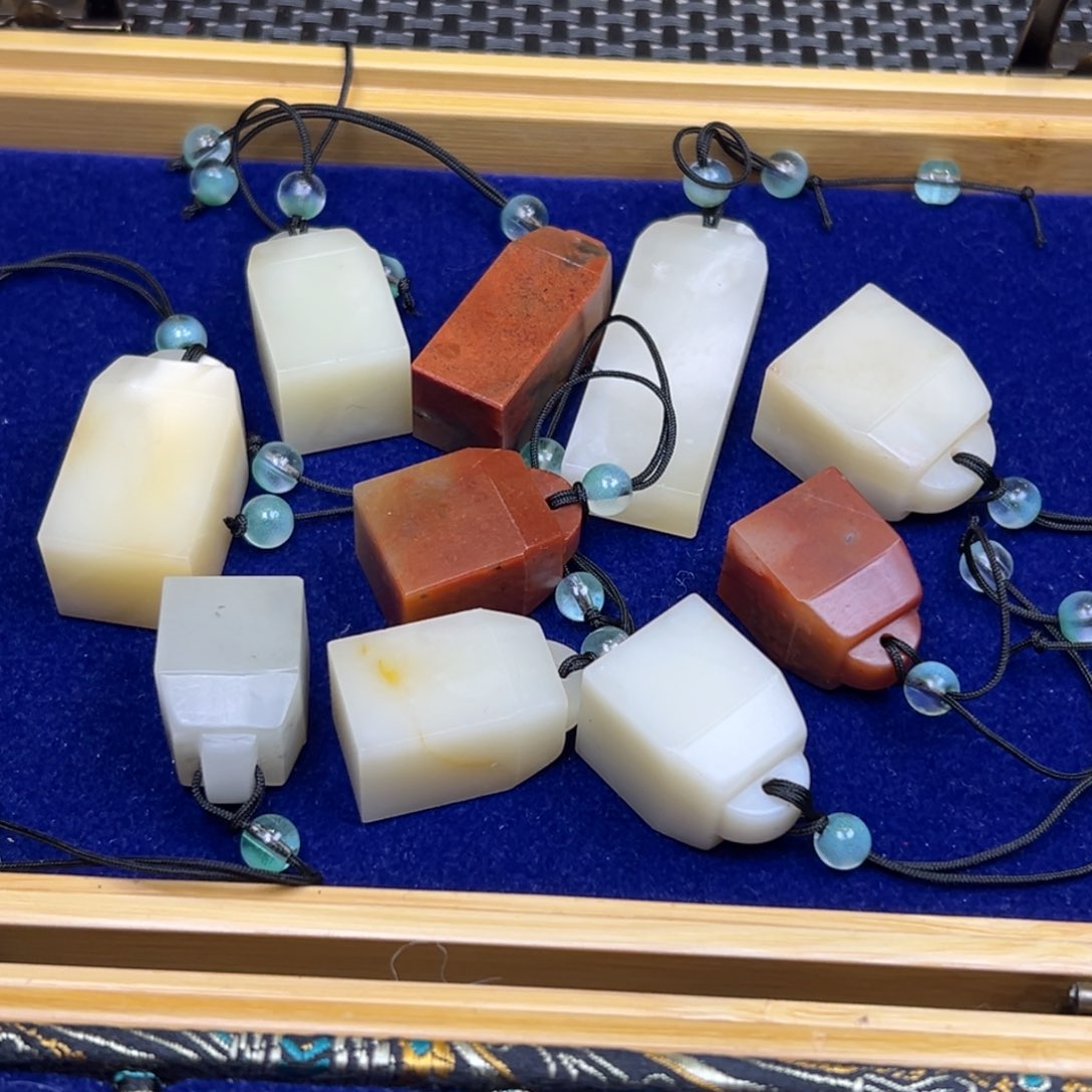 寿山石10方芙蓉石如意钮印章