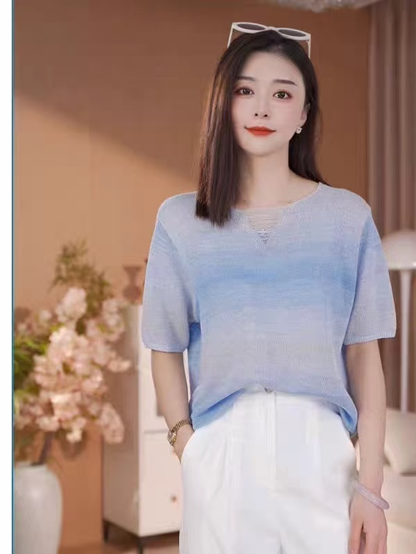 2025年新款夏季合纸砂毛衣简约百搭薄款设计感