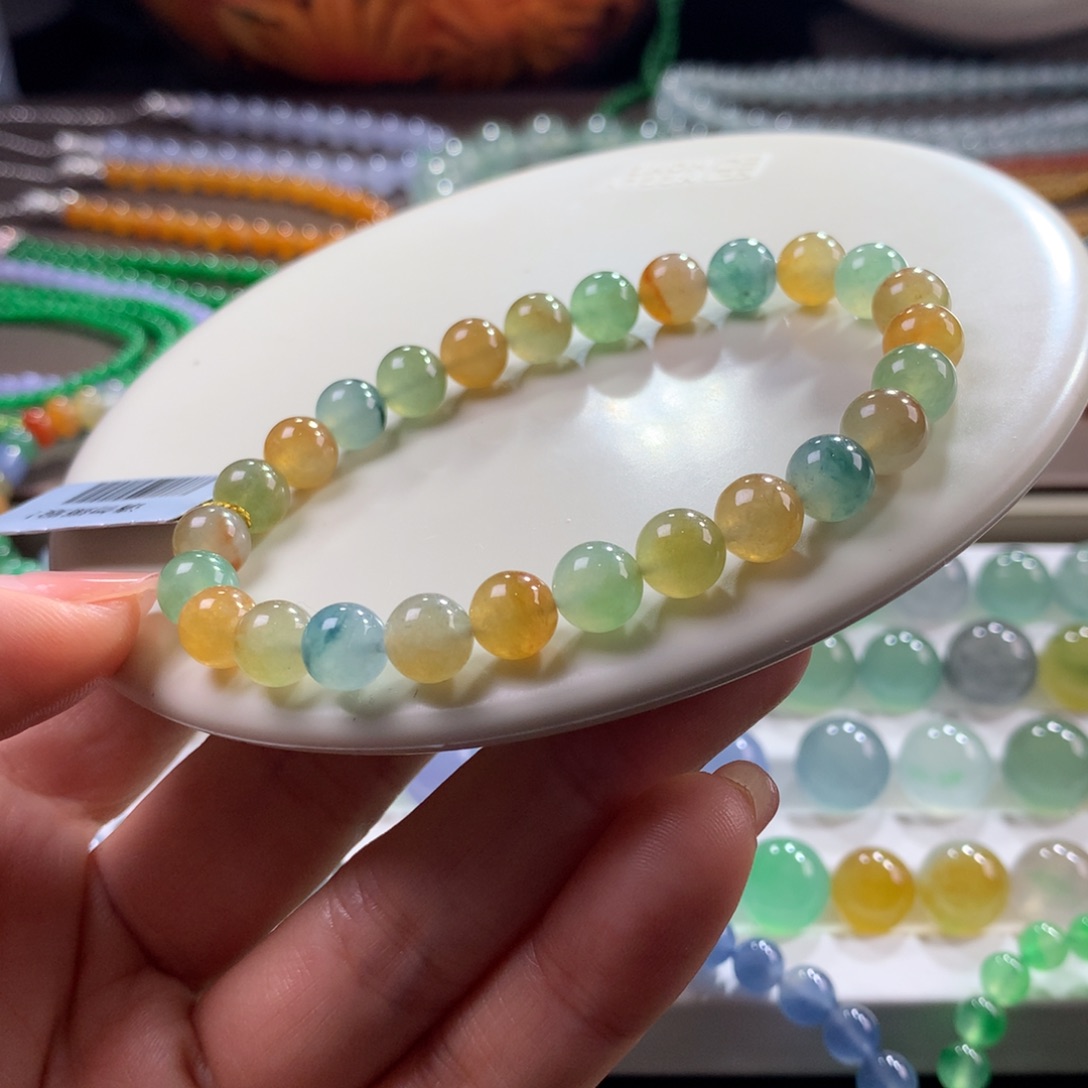 翡翠未镶嵌手链冰胶敦煌色系卡7.2