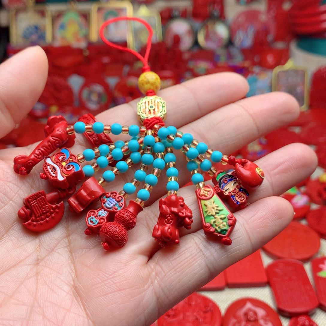 天然辰砂十全十美手机坠