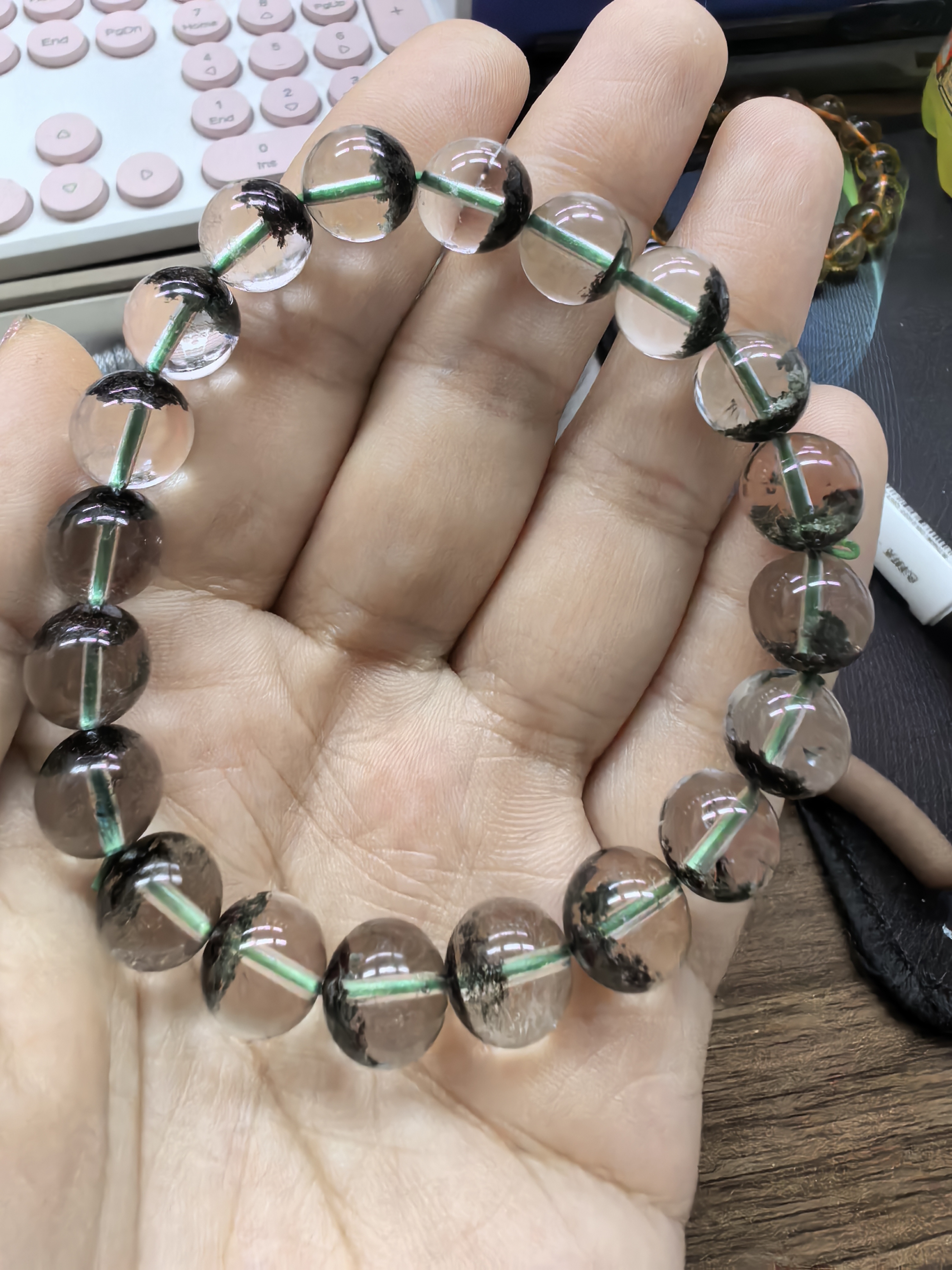 绿幽灵水晶手串未镶嵌