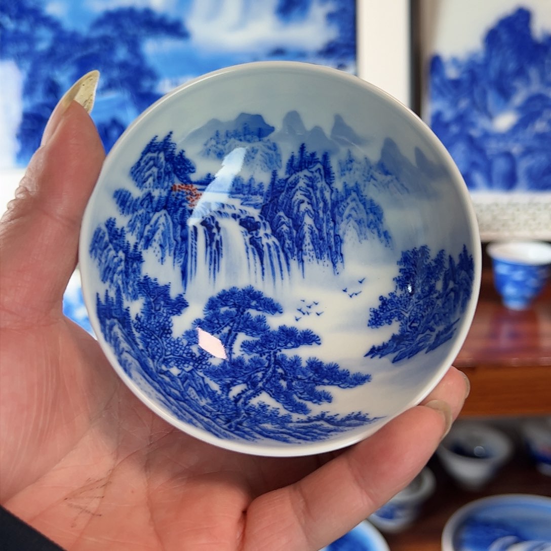 手工手绘青花主人杯