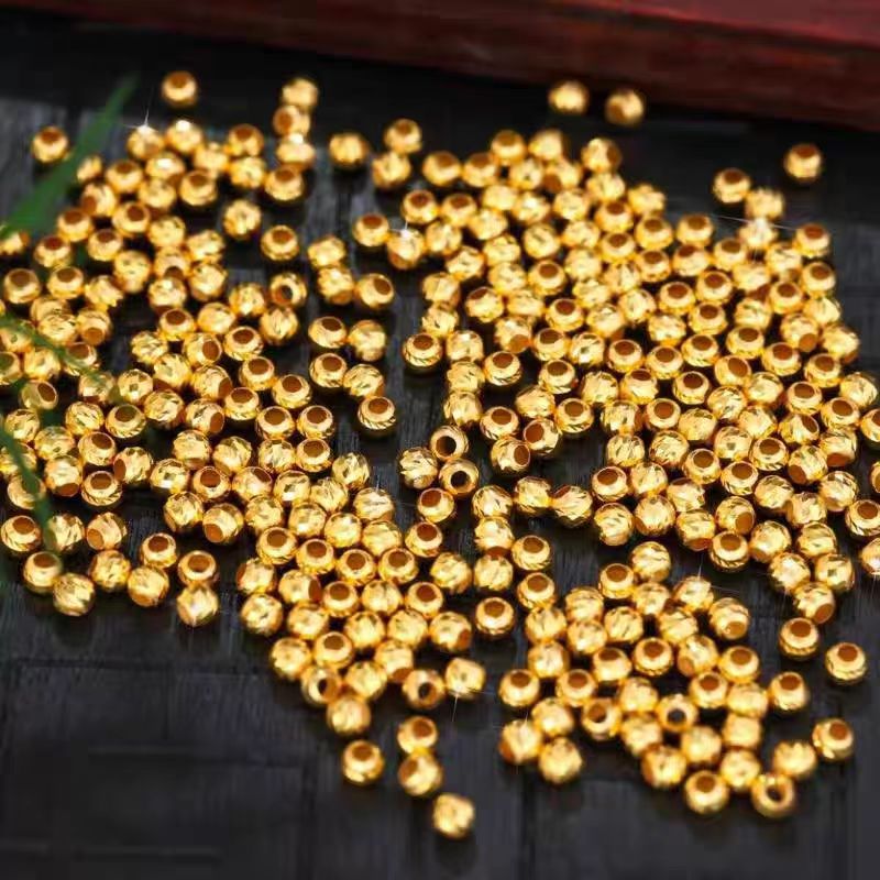 18K金车花珠配件DIY螺纹小瓜珠碎金串珠配件 卡2.5mm（一颗）