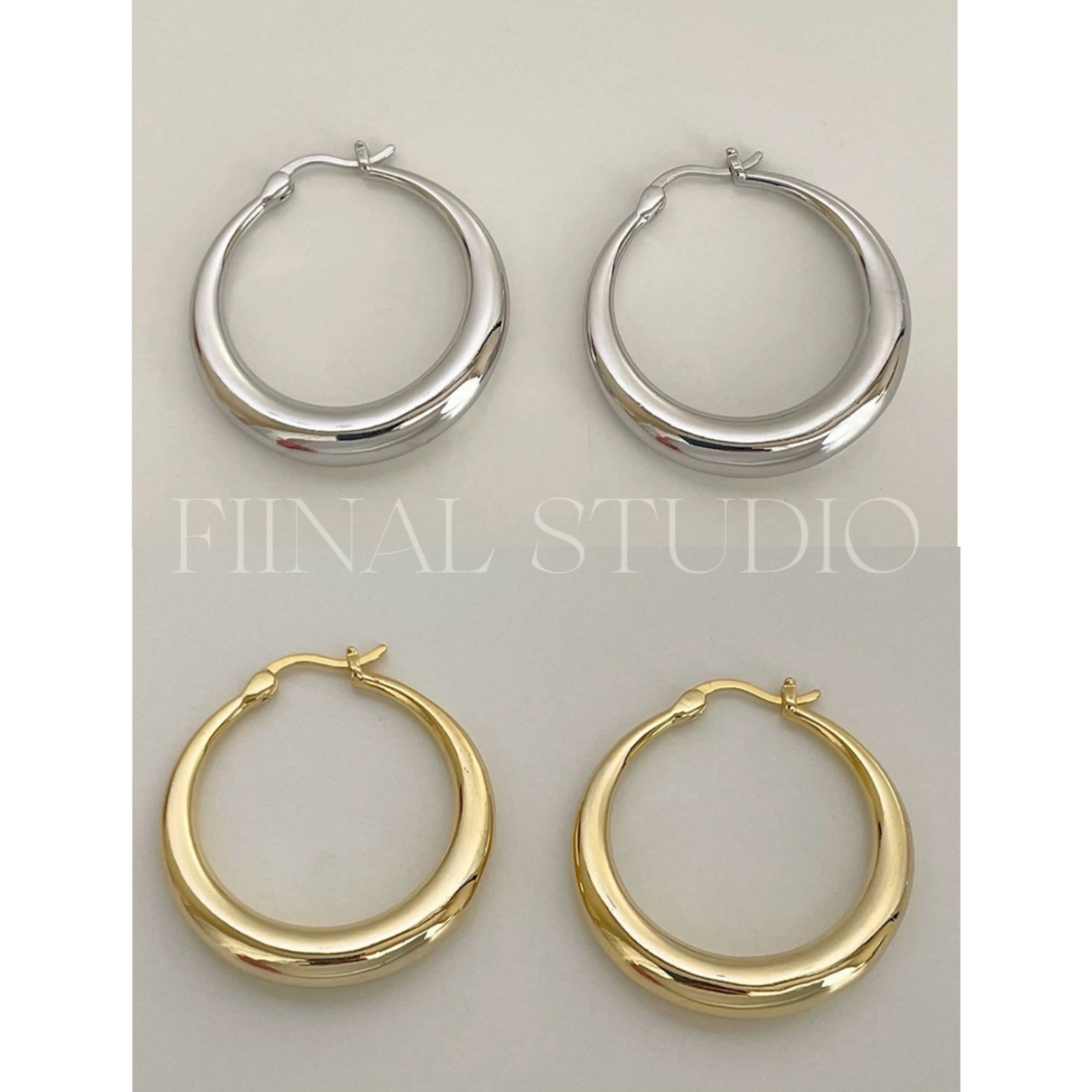 合金树脂耳饰 FIINAL《法式素圈》耳环女高级感大圈耳钉