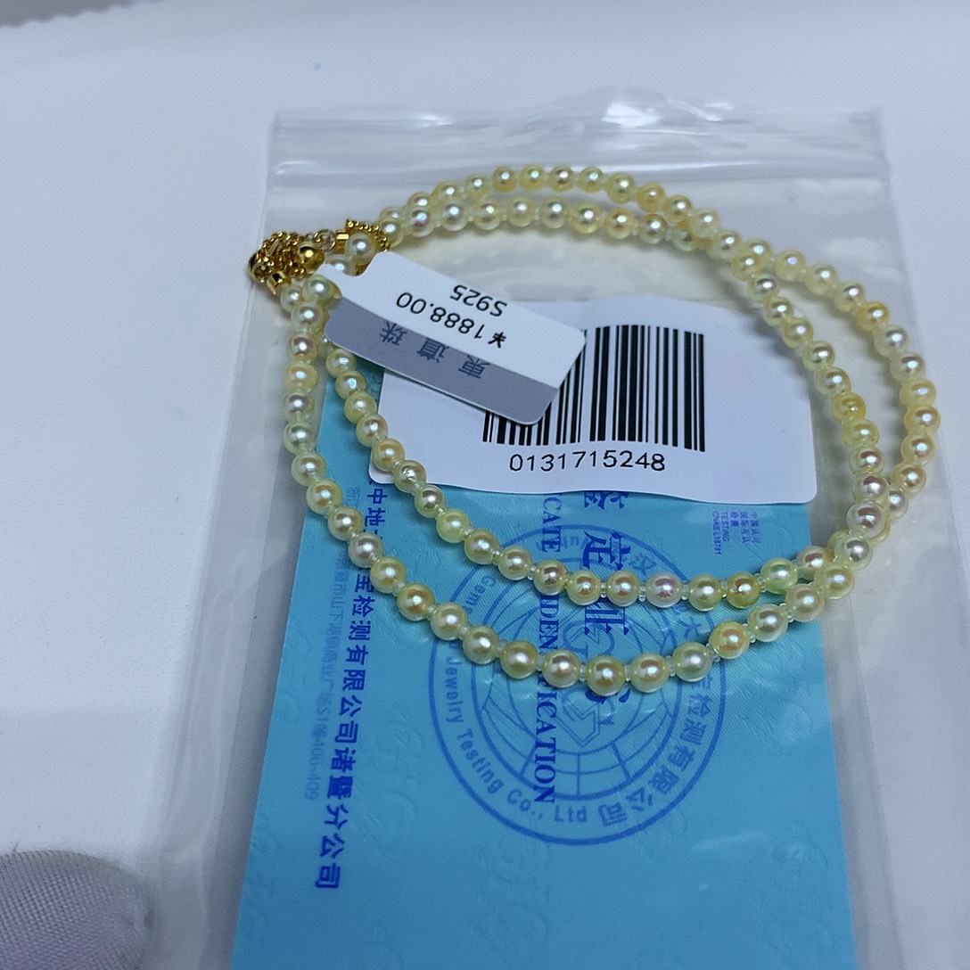 项链银S925镶嵌海水珍珠3-4