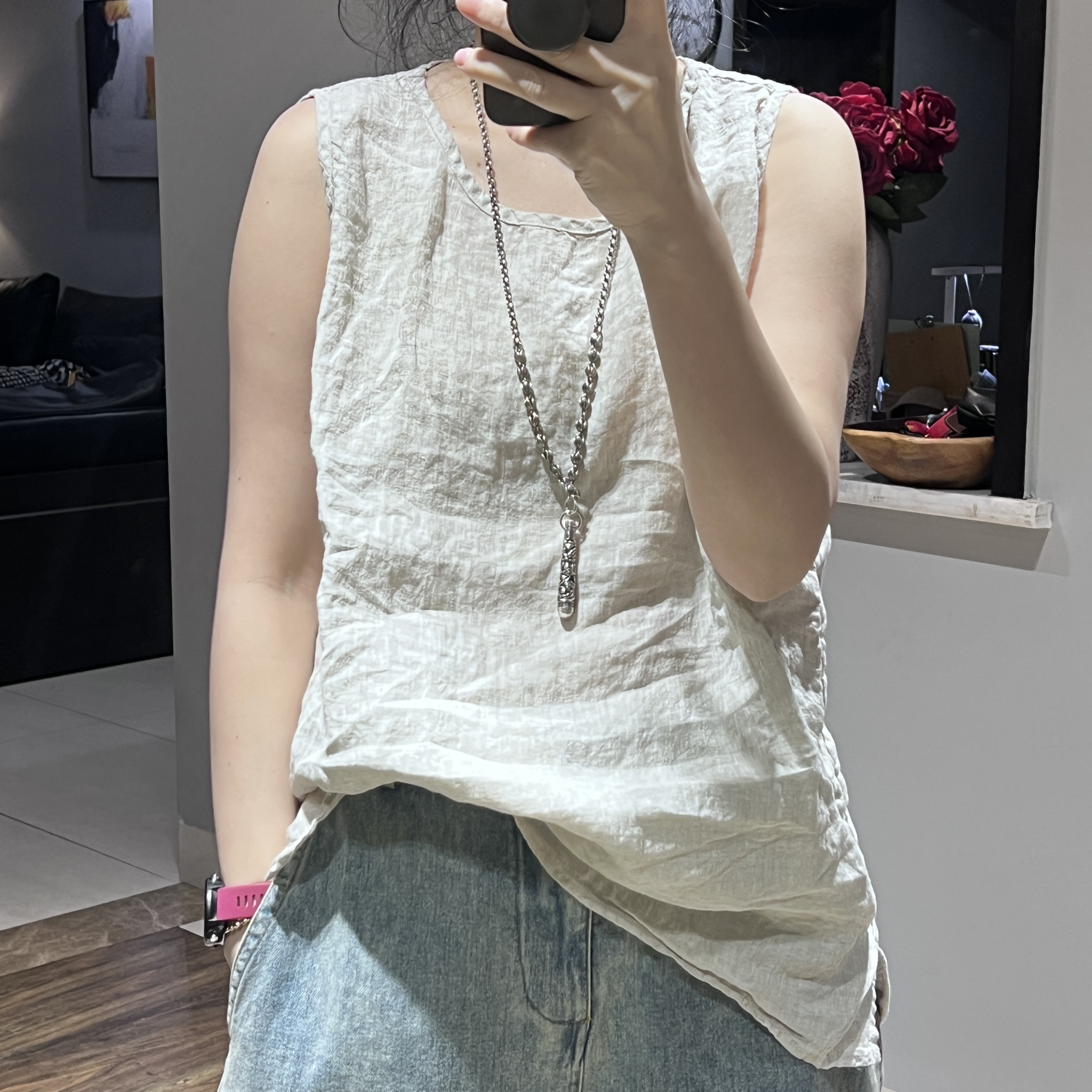 春夏原创复古外穿套头亚麻内搭简约百搭文艺时尚无袖宽松舒适背心