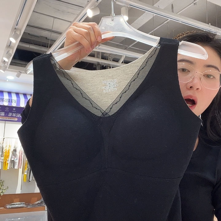 1396 黑色美背羊毛蚕丝xl