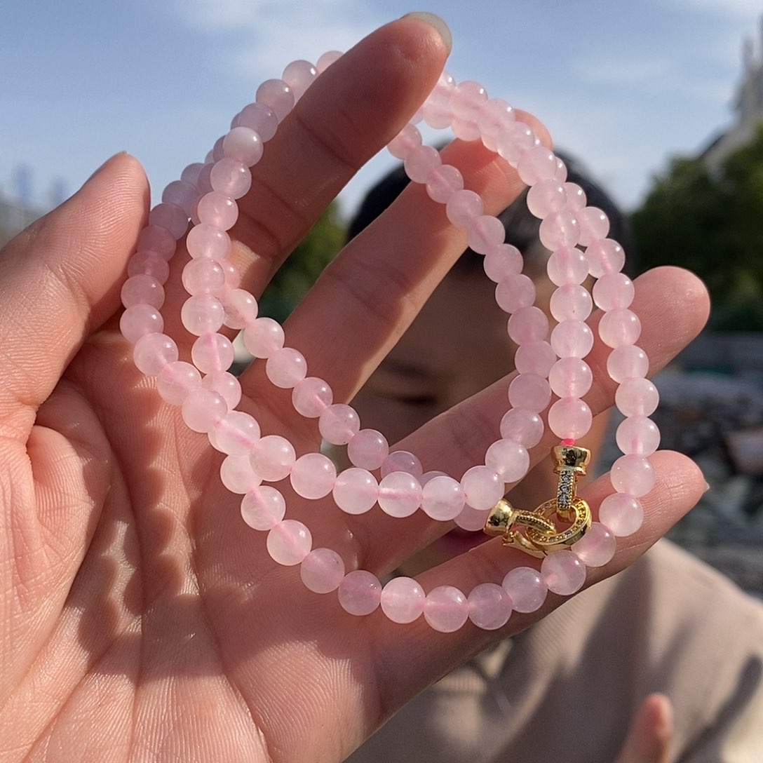 颈饰未镶嵌水晶粉晶108