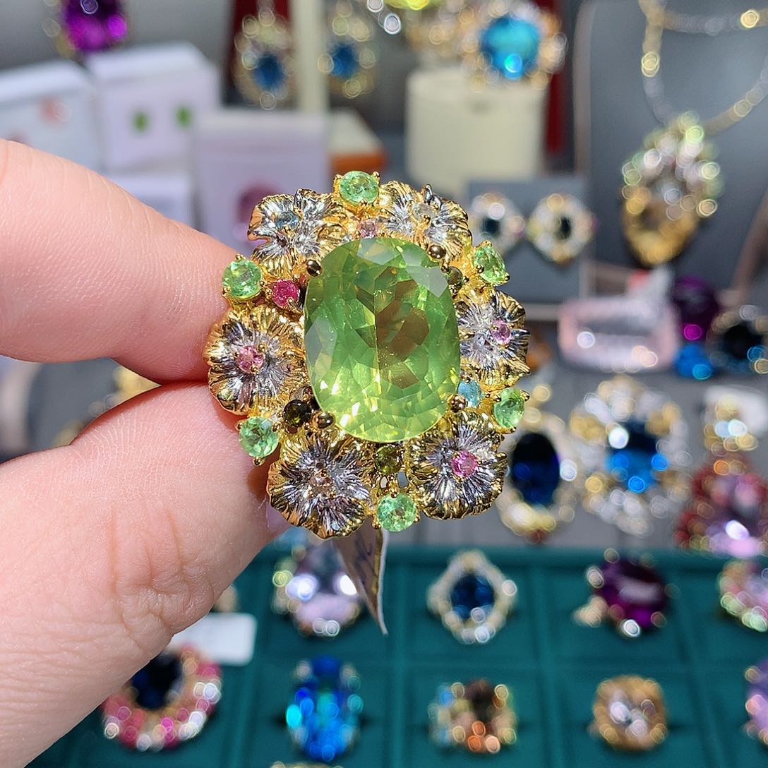 水晶戒指银S925镶嵌戒指