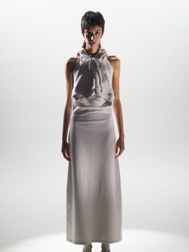 TSOUL【 LUKEWARM PEOPLE】双下摆无袖背后镂空帽衫裙