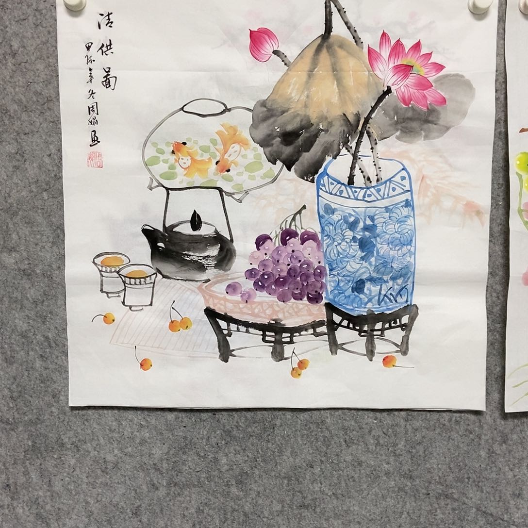 国画四尺斗方一副