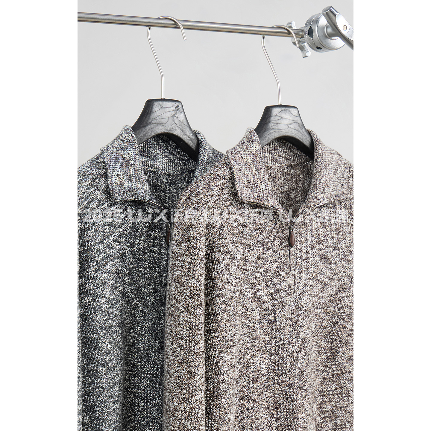 【重磅花纱混纺】冬季厚款老钱翻领拉链设计可立领长袖针织衫毛衣男