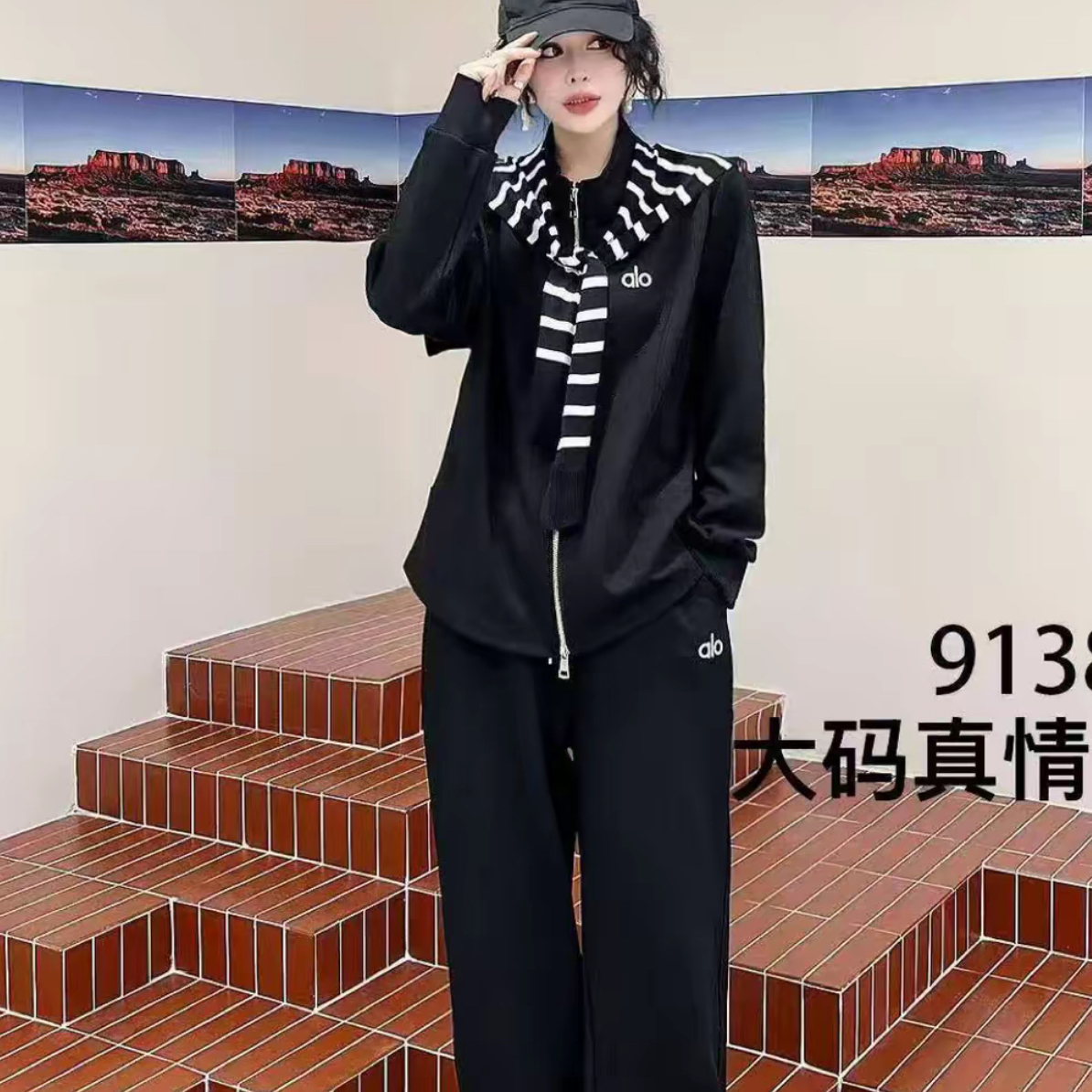 大麻女阔腿套装秋季百搭洋气时尚