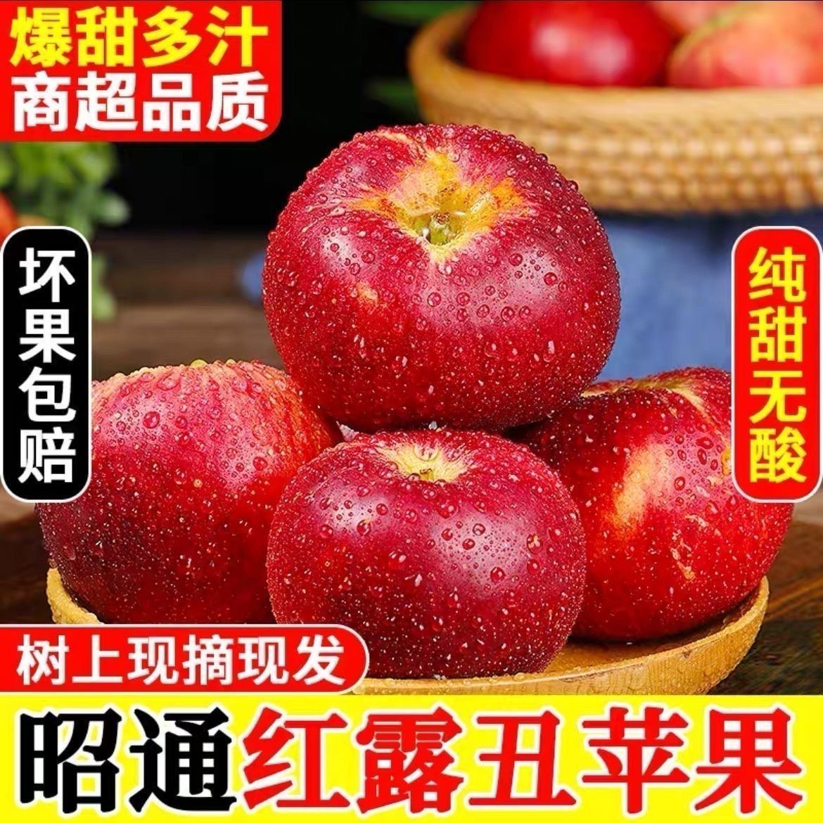 正宗云南昭通冰糖心丑苹果2025年头茬红露新果产地直发高山水果