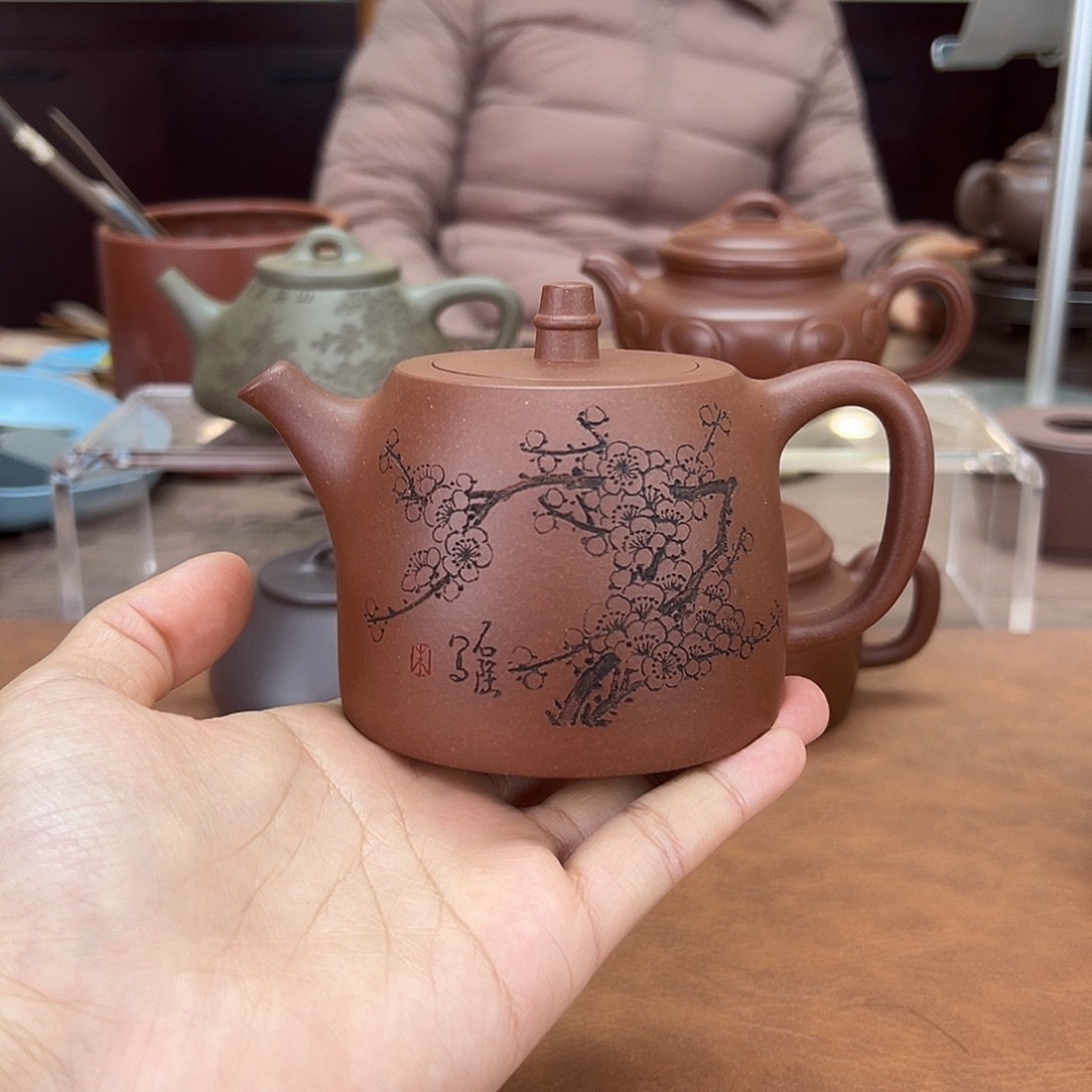 茶壶紫砂汉铎 许美勤制 石陶刻