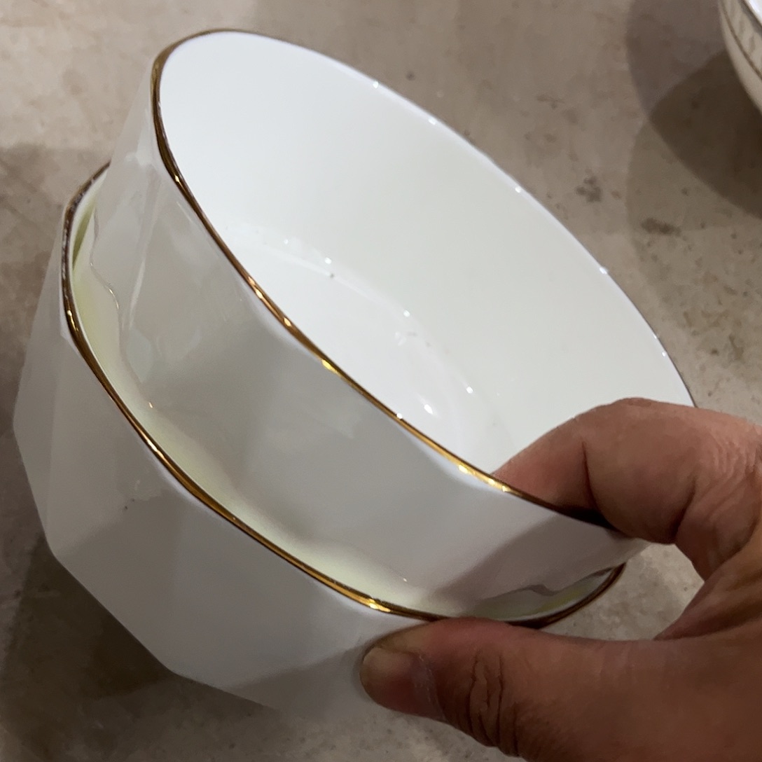 瓷片秒金面碗段金微瑕