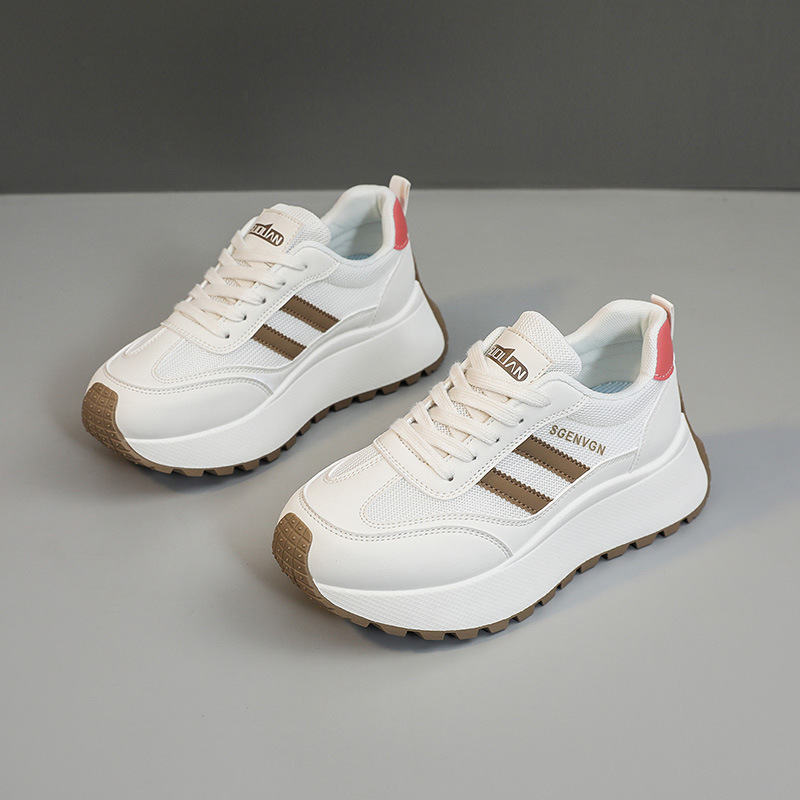 学生网面透气运动鞋女2025春夏季新款厚底老爹鞋轻便防滑旅游鞋  