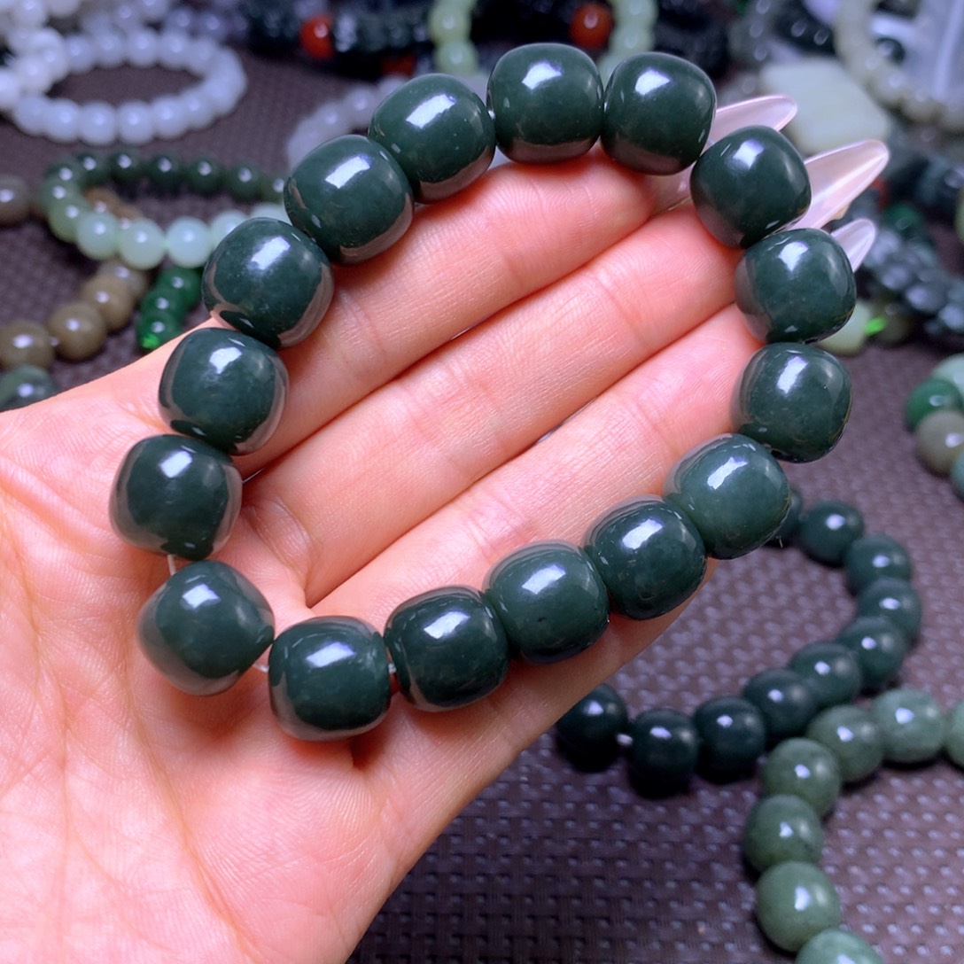 冰***糖和田玉未镶嵌手串卡14