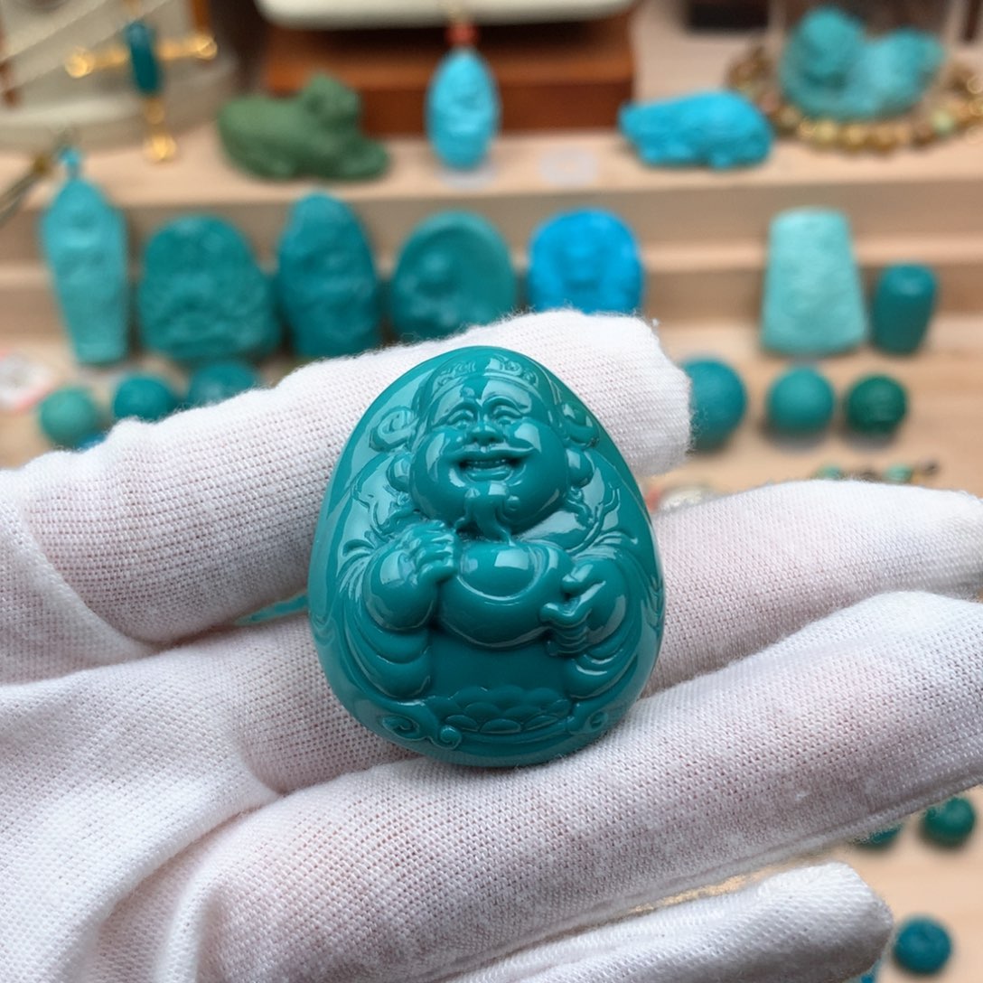 绿松石未镶嵌财神爷