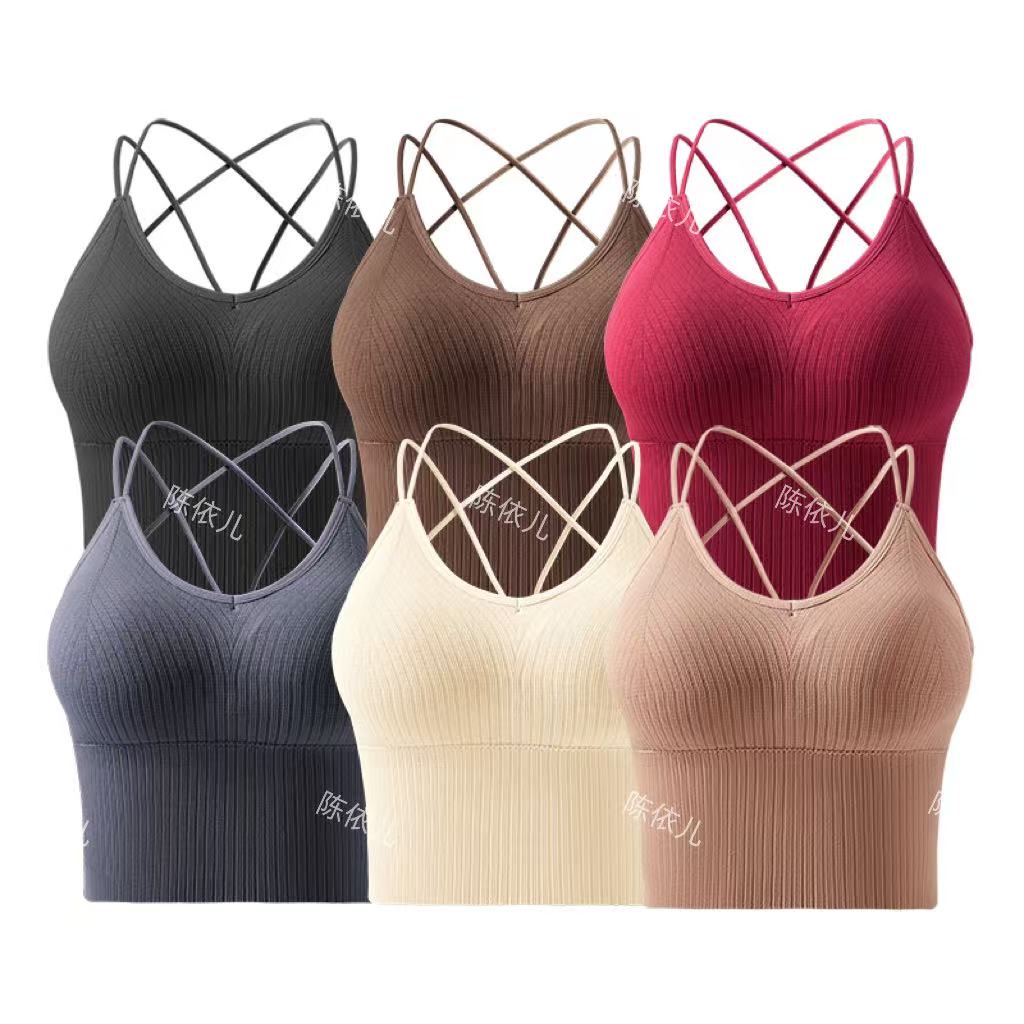 2025秋冬吊带背心聚拢显大交叉瑜伽美背款性感运动外穿百搭打底B