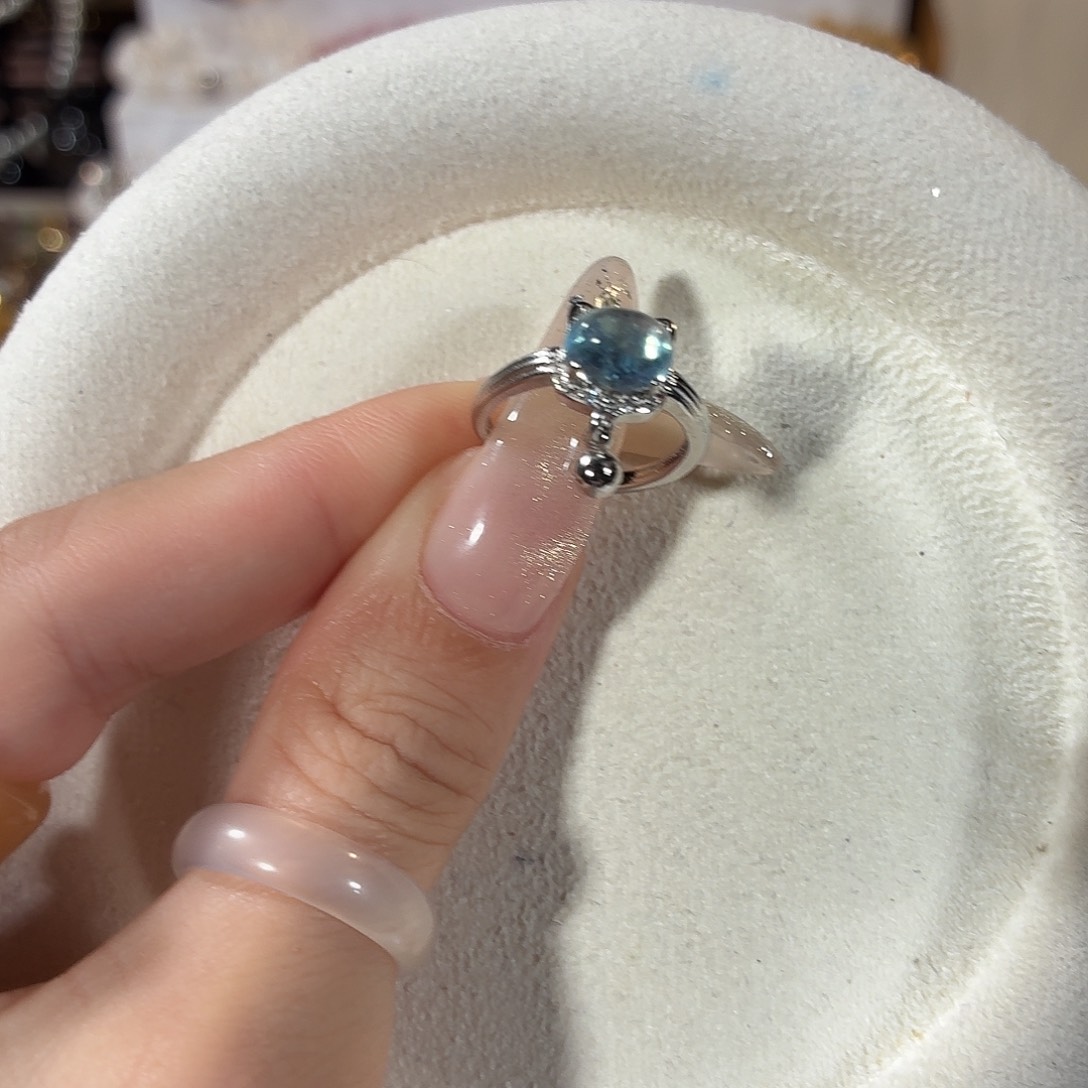 手链合金水晶海蓝宝猫咪戒指可调节