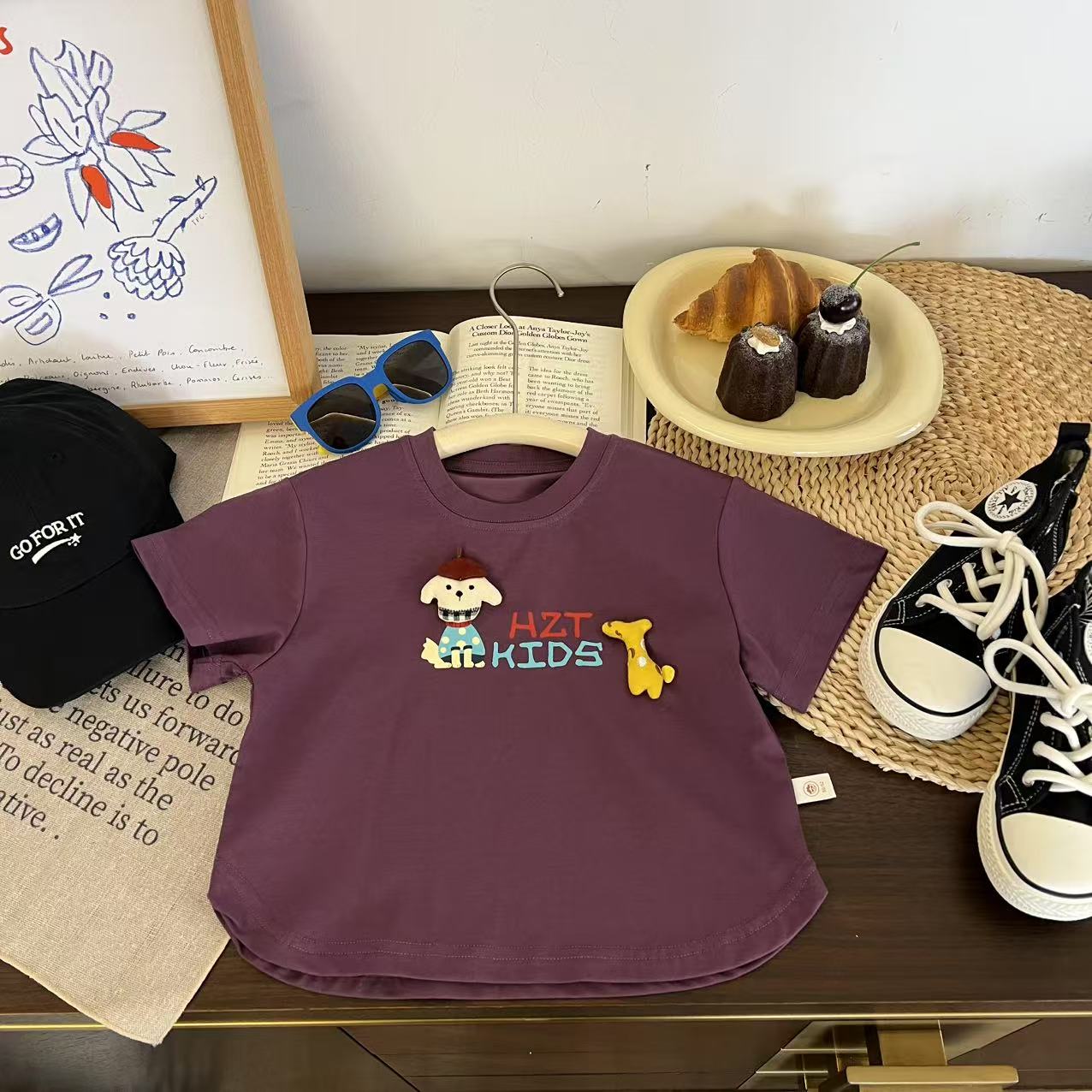 儿童夏季卡通立体动物字母短袖H2056