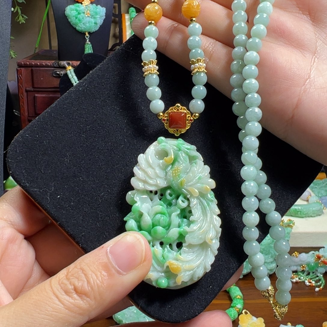 翡翠未镶嵌毛衣链凤凰