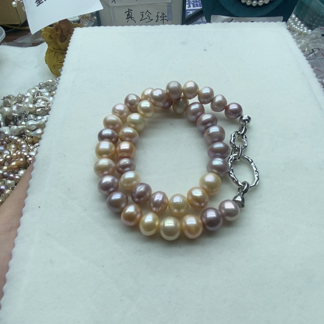 奶***花银S925镶嵌淡水珍珠天然淡水珍珠无人工干预