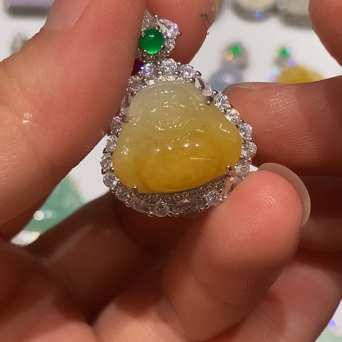 翡翠银S925镶嵌颈饰天然翡翠