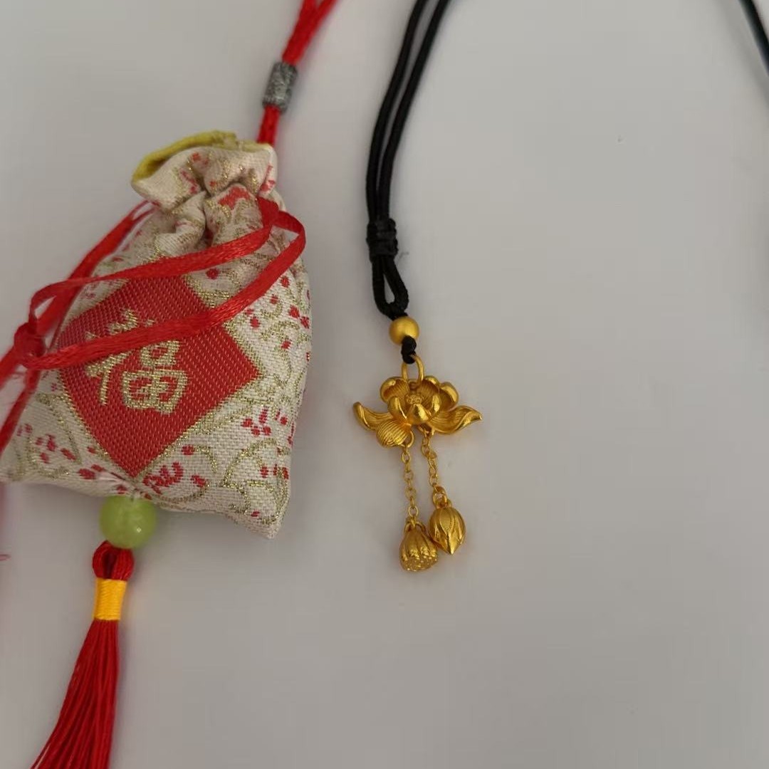 铜合金吊坠 铜合金吊坠新品手工莲花吊坠编绳挂坠+绳子