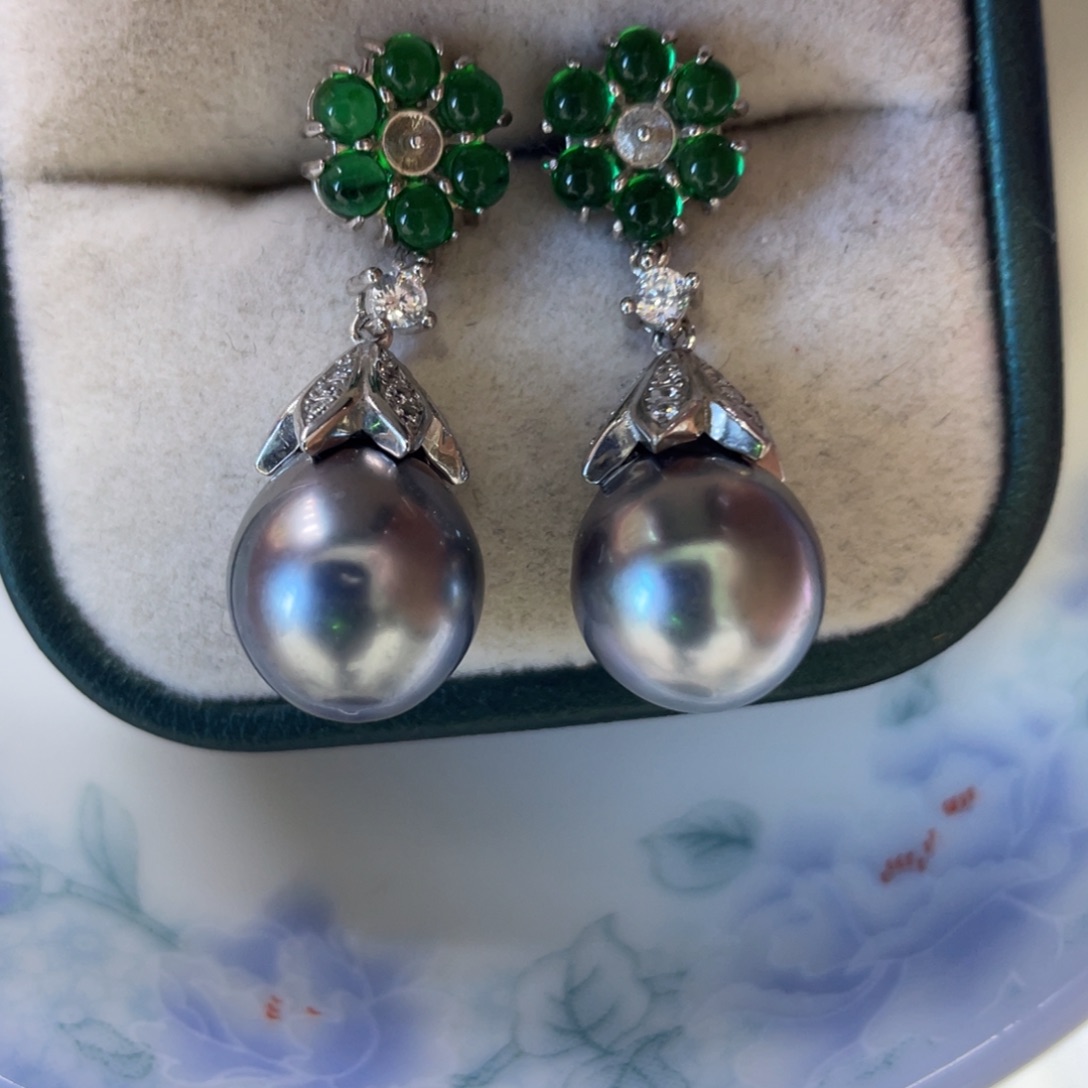 耳饰银S925镶嵌海水珍珠