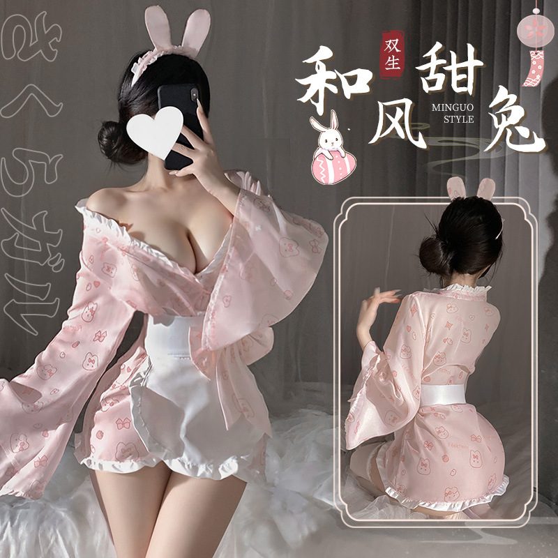 糯糯小兔叽私房印花女友和服套装内衣性感纯欲
