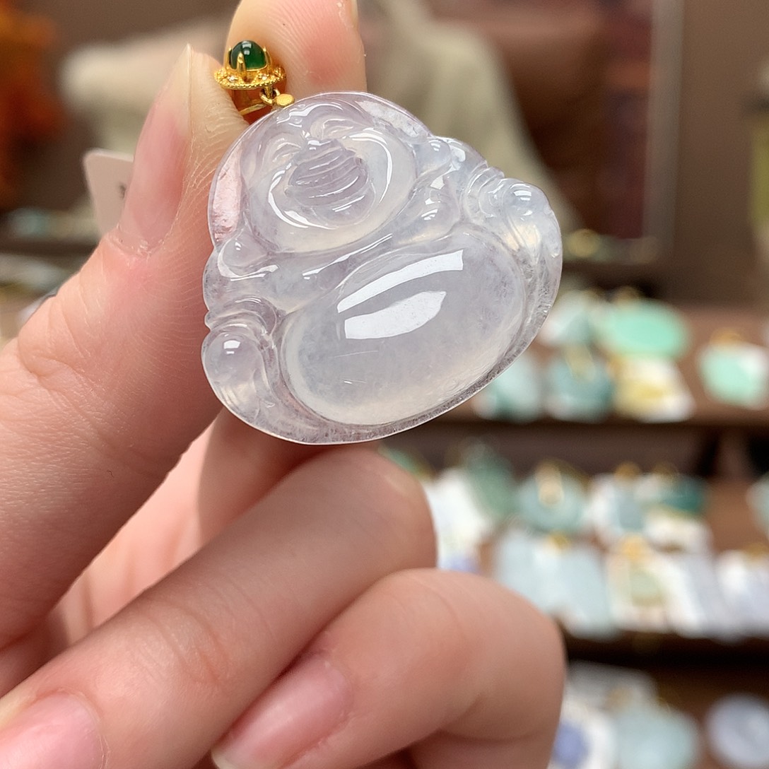 翡翠吊坠(不含链)18K金镶嵌