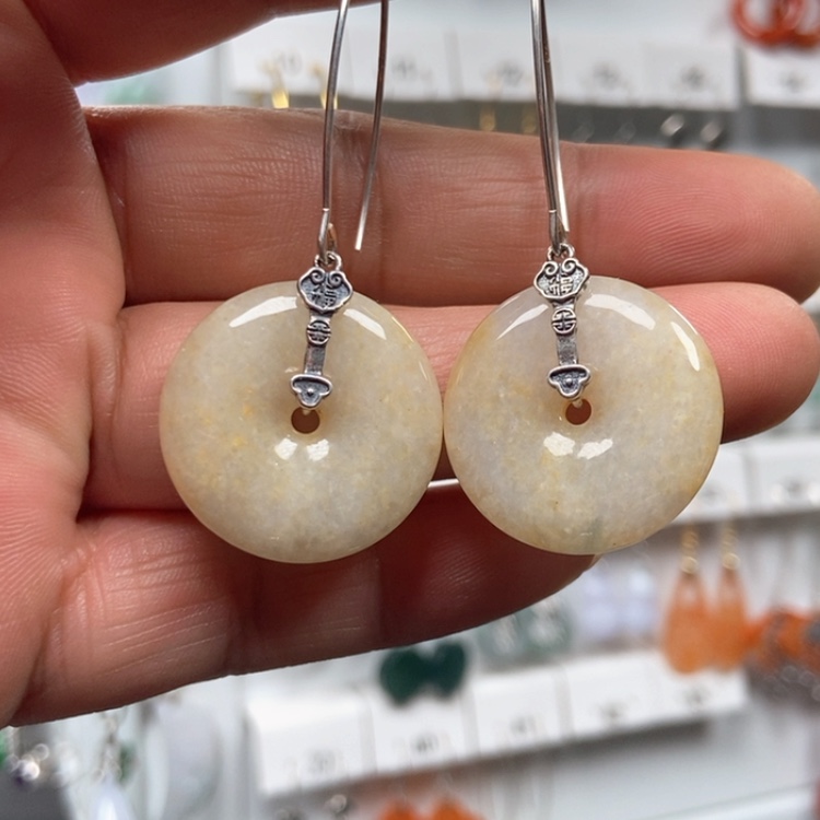 【闪购商品】翡翠耳饰银S925镶嵌优化耳饰