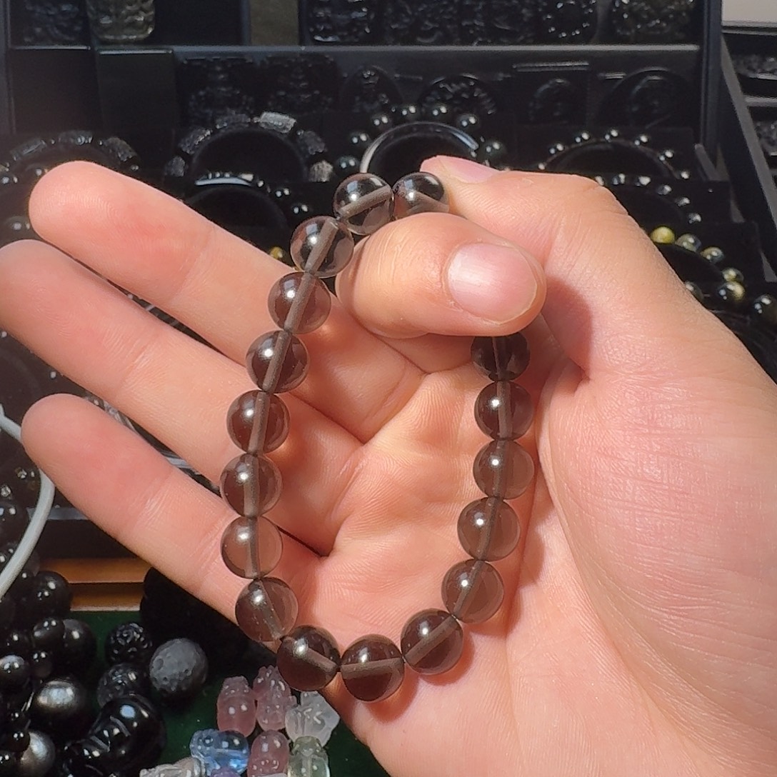 黑曜岩未镶嵌手链冰曜石10m18颗