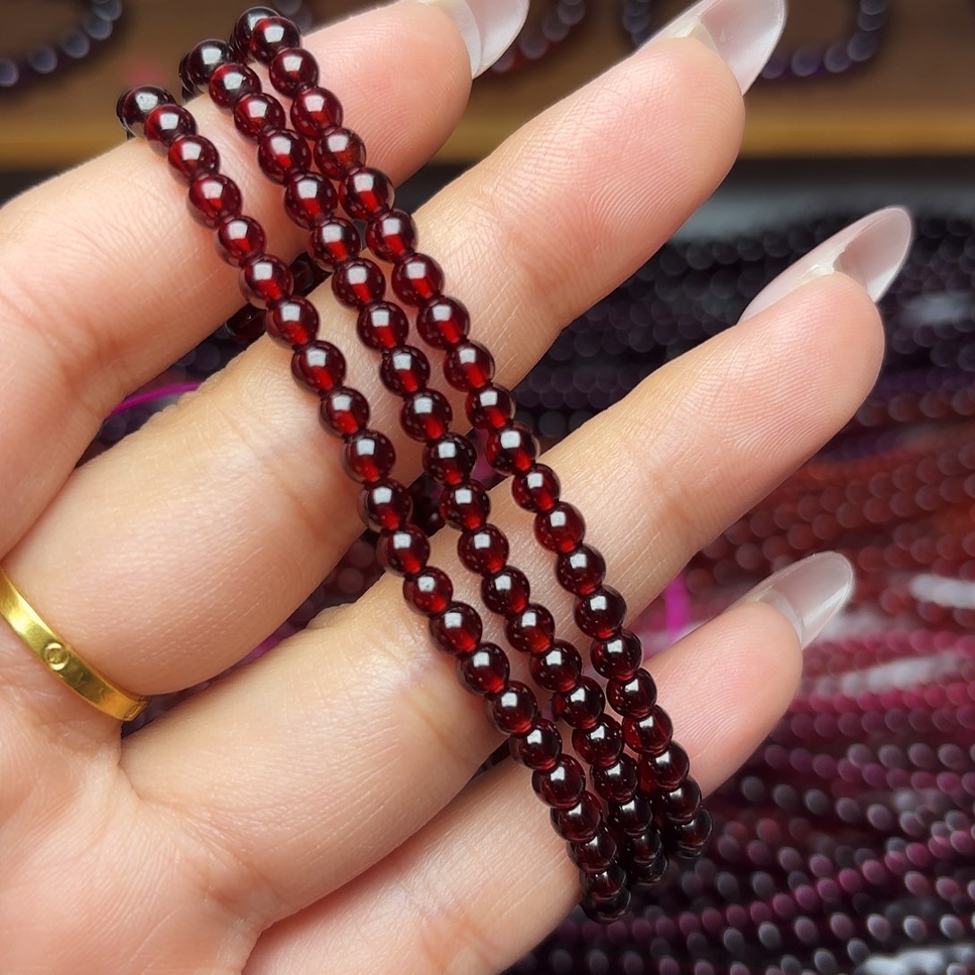 未镶嵌手链石榴石卡4酒红三圈毕业级