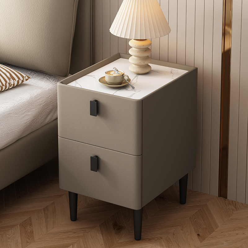 全实木松木岩板床头柜现代简约迷你超窄20cm小型收纳柜加高55cm