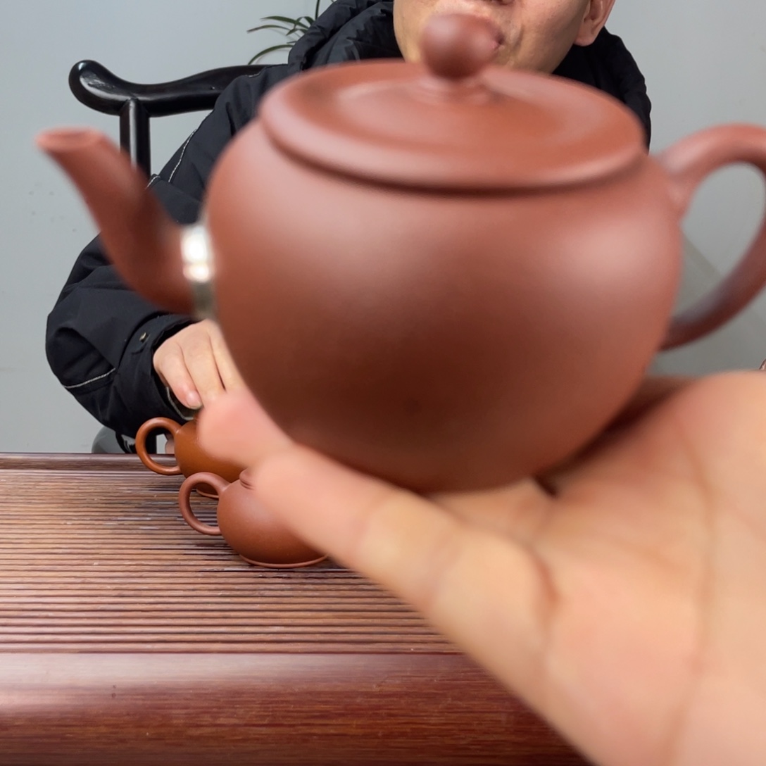 红泥茶壶包嘴苹果150cc老红泥