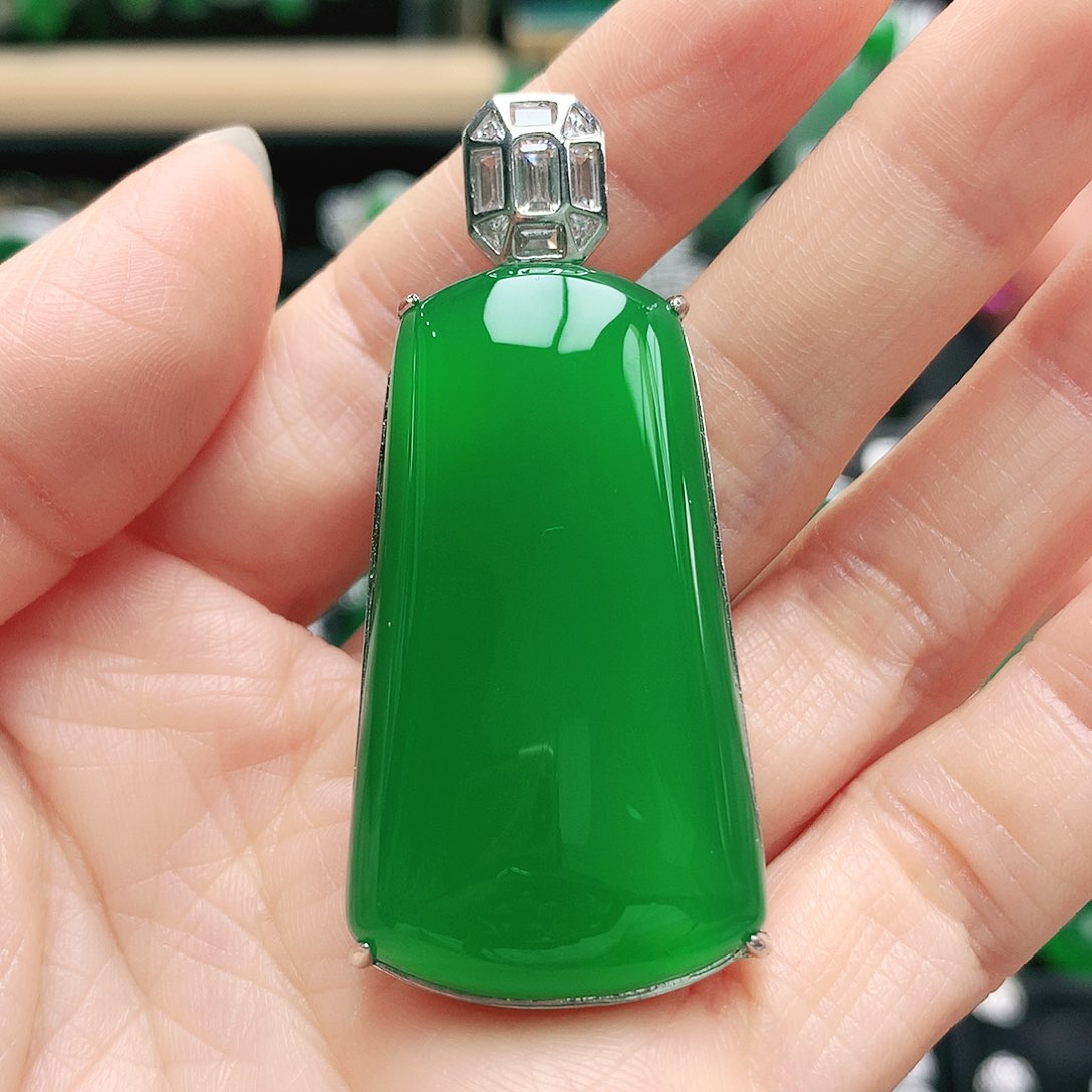 玛瑙/玉髓银S925镶嵌吊坠