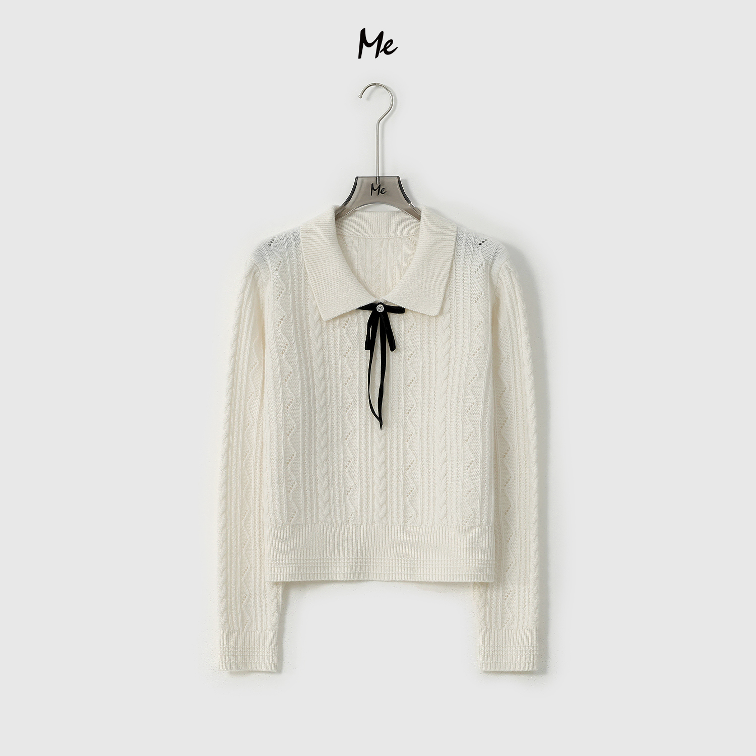 ME【麦穗少女】超细美利奴绵羊毛减龄复古绞花时尚针织毛衣MESA3880