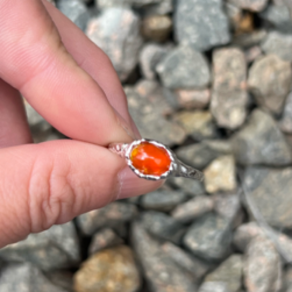 【墨西哥】火欧泊戒指复古素面略带火彩定制镶嵌 01