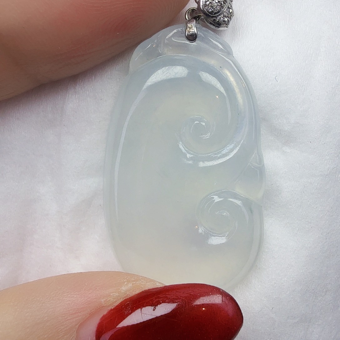 翡翠颈饰银S925镶嵌如意