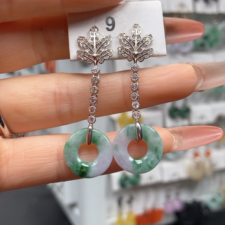 【闪购商品】翡翠耳饰银S925镶嵌耳饰