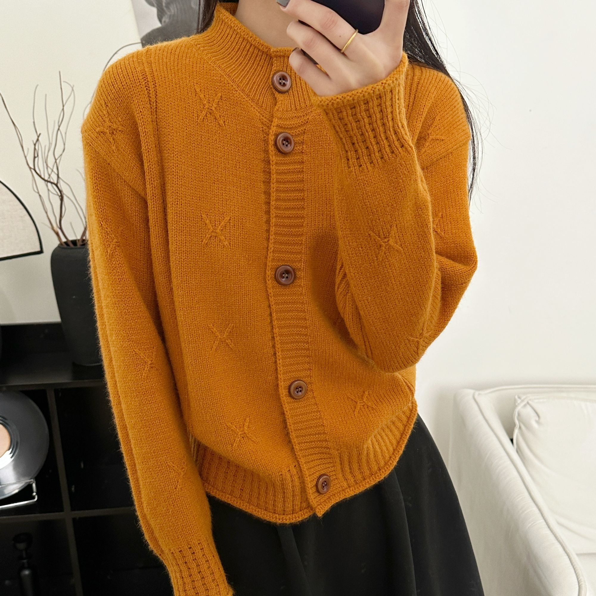 6009【迪好优选】立领女春装2025新款韩系外穿爆款宽松针织上衣